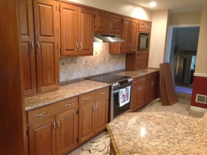 Oak cabinets, refacing, 